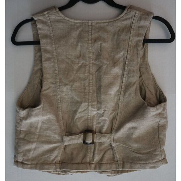 We The Free x FP OB1658551 Women's Sz M Khaki/Taupe Charley Linen Blend Vest - Picture 7 of 9